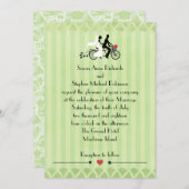  Tandem Bicycle Green Stripe en Lace Kaart (Voorkant / Achterkant)