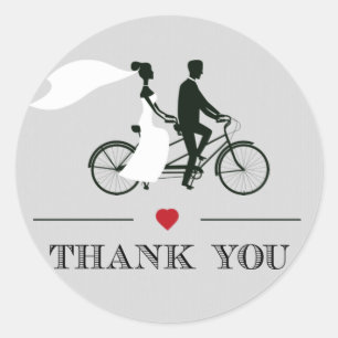 Tandem Bicycle Grey Bruiloft Dank u Stickers