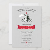 Tandem Bicycle Grey et Red Wedding Invitations (Devant)
