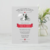 Tandem Bicycle Grey et Red Wedding Invitations (Debout devant)