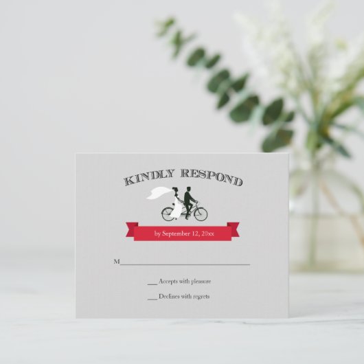 Tandem Bicycle Grey Wedding RSVP (Debout devant)