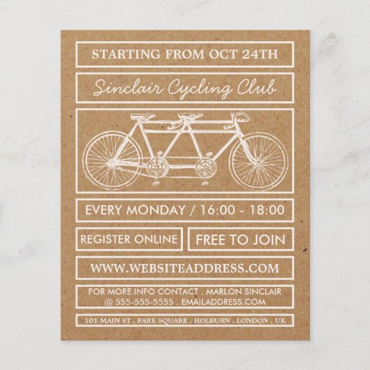 Tandem Bicycle, Kraft Cycling Club Adverteren Flyer (Voorkant)