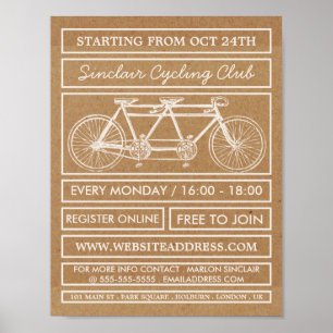 Tandem Bicycle, Kraft Cycling Club Adverteren Poster