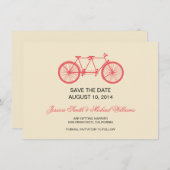 Tandem Bicycle Mariage Save The Date Rose Ecru (Devant / Derrière)