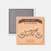 Tandem Bicycle Modern Beige Bewaar de datum Magneet (Voorkant / Achterkant)