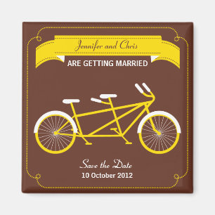 Tandem Bicycle Modern Wedding Brown Bewaar de datu Magneet