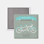 Tandem Bicycle Modern Wedding Grey Bewaar de datum Magneet (Voorkant / Achterkant)