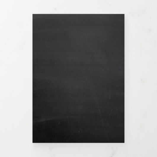 Tandem Bicycle on Chalkboard Wedding Suite Drieluik Uitnodiging (Cover)