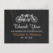 Tandem Bicycle op Chalkboard Weddenschap Dank je Briefkaart (Voorkant)