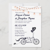 Tandem Bicycle Romantique Faire-part de mariage Dé (Devant)