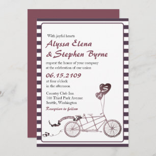 Tandem Bicycle Romantique Faire-part de mariage Dé