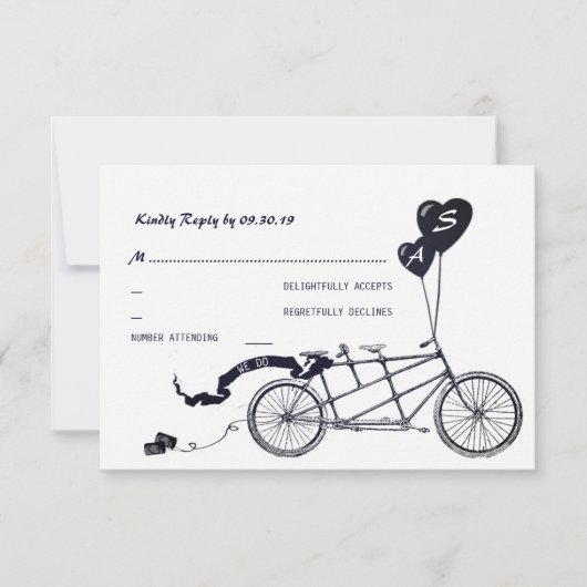 Tandem Bicycle Romantique Mariage Décontracté RSVP (Devant)