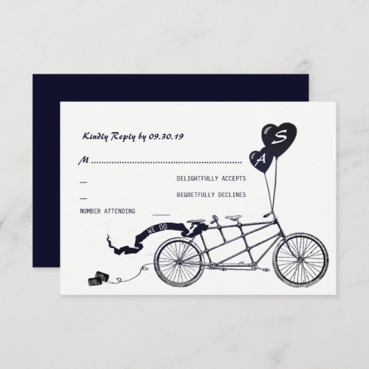 Tandem Bicycle Romantique Mariage Décontracté RSVP (Devant / Derrière)