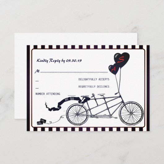 Tandem Bicycle Romantique Mariage Décontracté RSVP (Devant / Derrière)