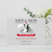 Tandem Bicycle Save the Date Cards (Staand voorkant)