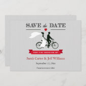Tandem Bicycle Save the Date Cards (Voorkant / Achterkant)