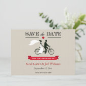 Tandem Bicycle Save the Date Cards (Staand voorkant)