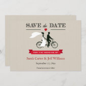 Tandem Bicycle Save the Date Cards (Voorkant / Achterkant)