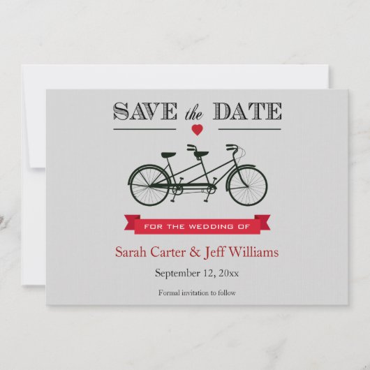 Tandem Bicycle Save the Date Cards (Voorkant)