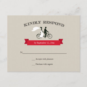 Tandem Bicycle Vintage Wedding RSVP Kaartje