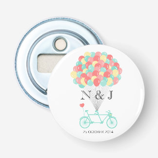 Tandem Bicycle Wedding Bottle Open Favor Button Flesopener