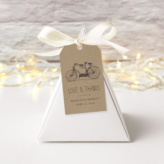 Tandem Bicycle Wedding Favor Dank je Cadeaulabel