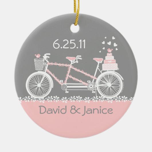 Tandem Bicycle Wedding Keepomwille Ornament (Voorkant)