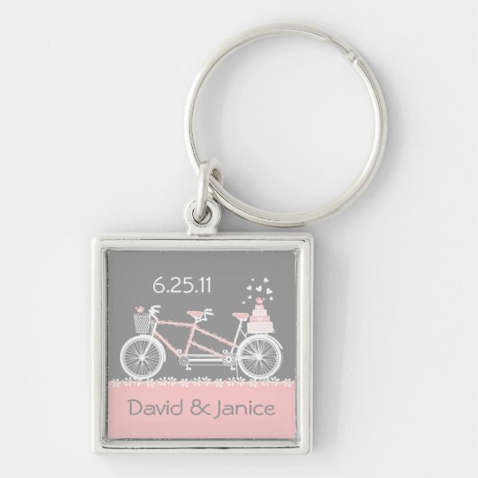 Tandem Bicycle Wedding Keepomwille Sleutelhanger (Voorkant)
