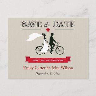 Tandem Bicycle Wedding Save the Date Briefkaart