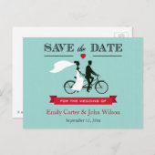 Tandem Bicycle Wedding Save the Date Briefkaart (Voorkant / Achterkant)