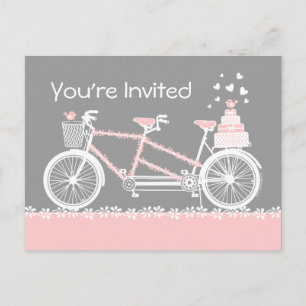 Tandem Bicycle Wedding Shower Invitation Briefkaar Uitnodiging Briefkaart
