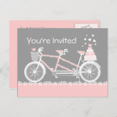 Tandem Bicycle Wedding Shower Invitation Briefkaar Uitnodiging Briefkaart (Voorkant / Achterkant)