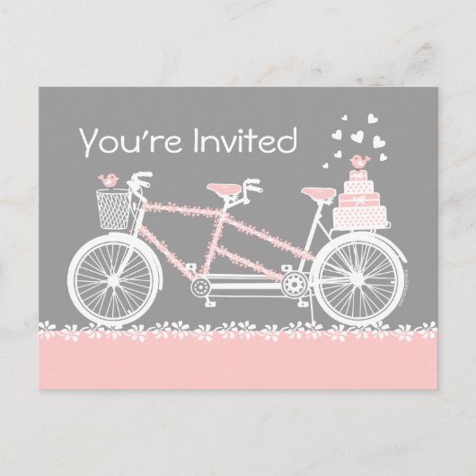 Tandem Bicycle Wedding Shower Invitation Briefkaar Uitnodiging Briefkaart (Voorkant)