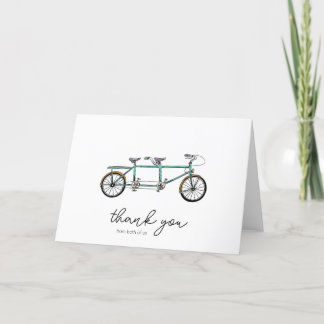 Tandem Bike Dank u van allebei, Wedding Bedankkaart