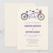 Tandem Bike Faire-part de mariage - Purple (Devant / Derrière)