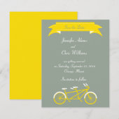Tandem Bike (Geel / Grijs) Save the Date (Voorkant / Achterkant)