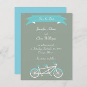 Tandem Bike (Grijs / Blauw) Save the Date (Voorkant / Achterkant)