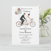 Tandem Bike Wedding Invitation Kaart (Staand voorkant)