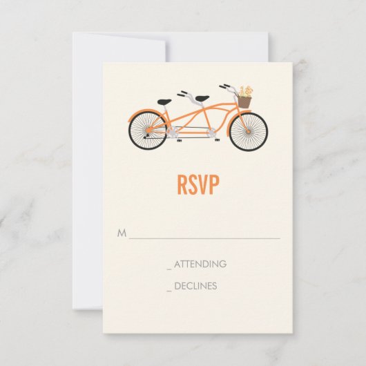 Tandem Bike Wedding RSVP - Sinaasappel Kaartje (Voorkant)