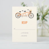 Tandem Bike Wedding RSVP - Sinaasappel Kaartje (Staand voorkant)