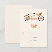 Tandem Bike Wedding RSVP - Sinaasappel Kaartje (Voorkant / Achterkant)