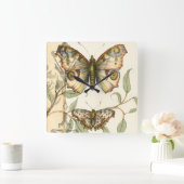Tandem Butterflies over groene bladeren Vierkante Klok (Huis)