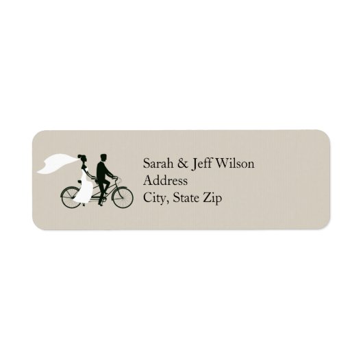 Tandem Fiets Bruiloft Retouradres Labels (Voorkant)