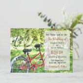 Tandem fiets bruiloft uitnodigingen (Staand voorkant)