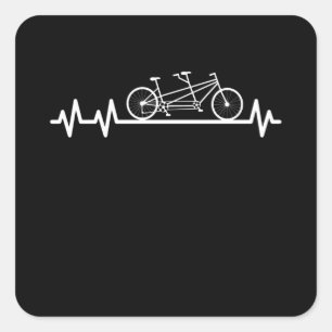 Tandem Fiets Hartslag Pulse Cyclist Paar Vierkante Sticker