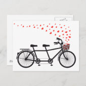 tandem fiets met rood hart briefkaart (Voorkant / Achterkant)