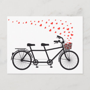 tandem fiets met rood hart briefkaart