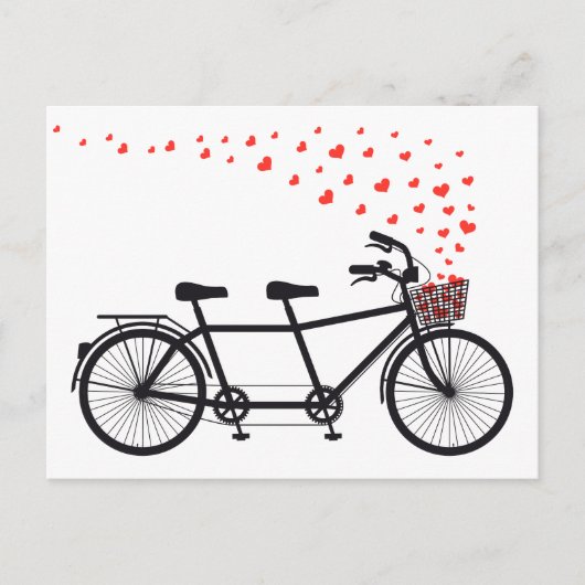 tandem fiets met rood hart briefkaart (Voorkant)
