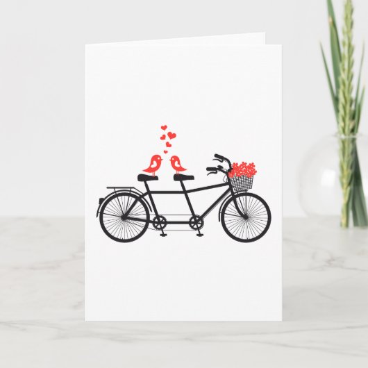 tandem fiets met schattige liefdesvogels kaart (Voorkant)