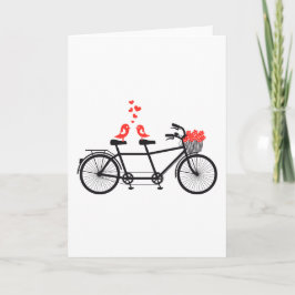 tandem fiets met schattige liefdesvogels kaart